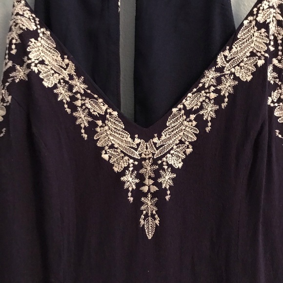 Ark and Co. Navy Embroidered Peplum Romper - Picture 5 of 5